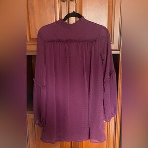 Japna Long Sleeve High Neck Puff Sleeve Dress